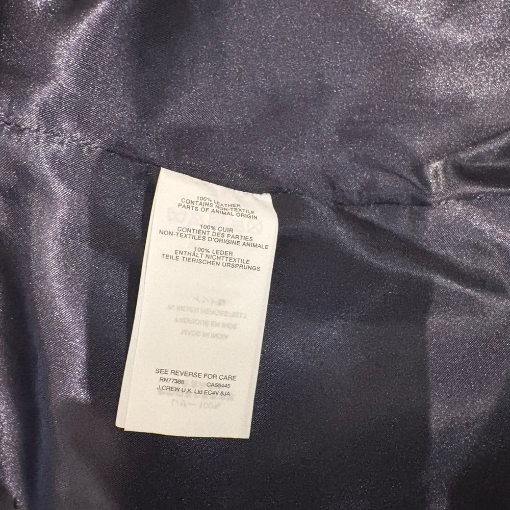 J. Crew Collection Leather Notch Collar Asymmetric Zip-Front Biker Moto Jacket - Picture 5 of 5